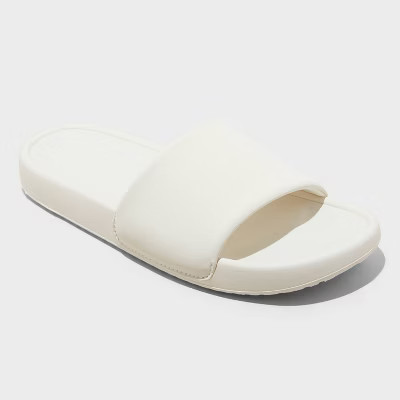 Women's Makenna Slide Sandals - All In Motion™ Cream 9: Slip On, Open Toe, EVA Insole, Treaded ... | Target