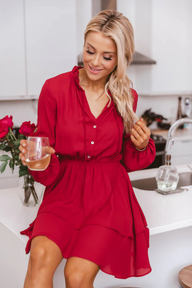Layered With Happiness Burgundy Dress | The Pink Lily Boutique