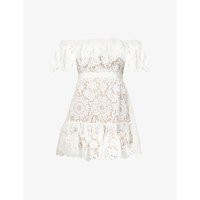 Off-the-shoulder lace mini dress | Selfridges