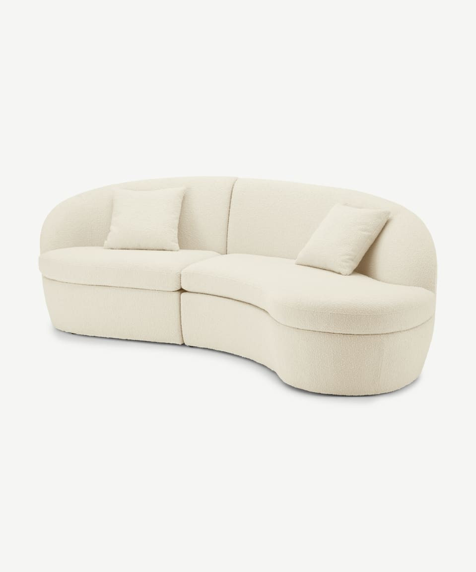 Reisa Ecksofa (Récamiere rechts), Boucle in Weiß | MADE.com (DE & AT)