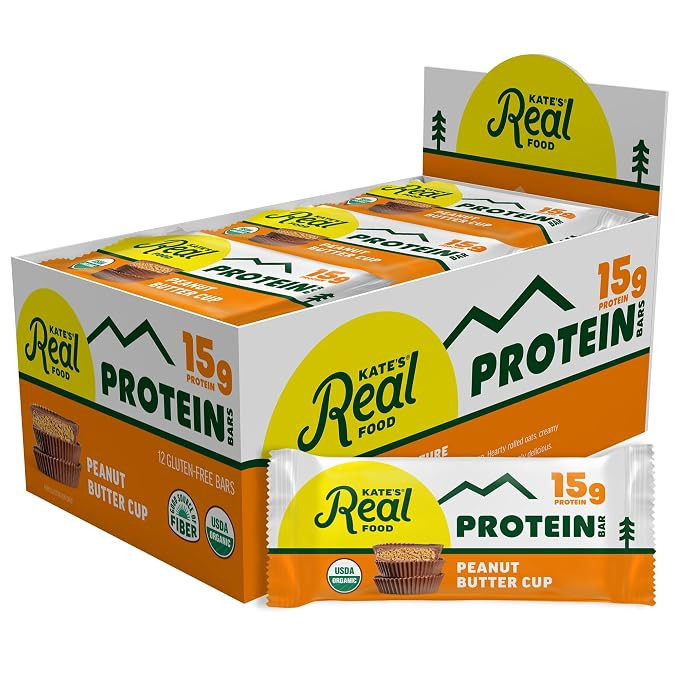 Kate’s Real Food Organic Protein Bars – (Peanut Butter Cup, 2.2 oz, Pack of 12) – Plant Bas... | Amazon (US)