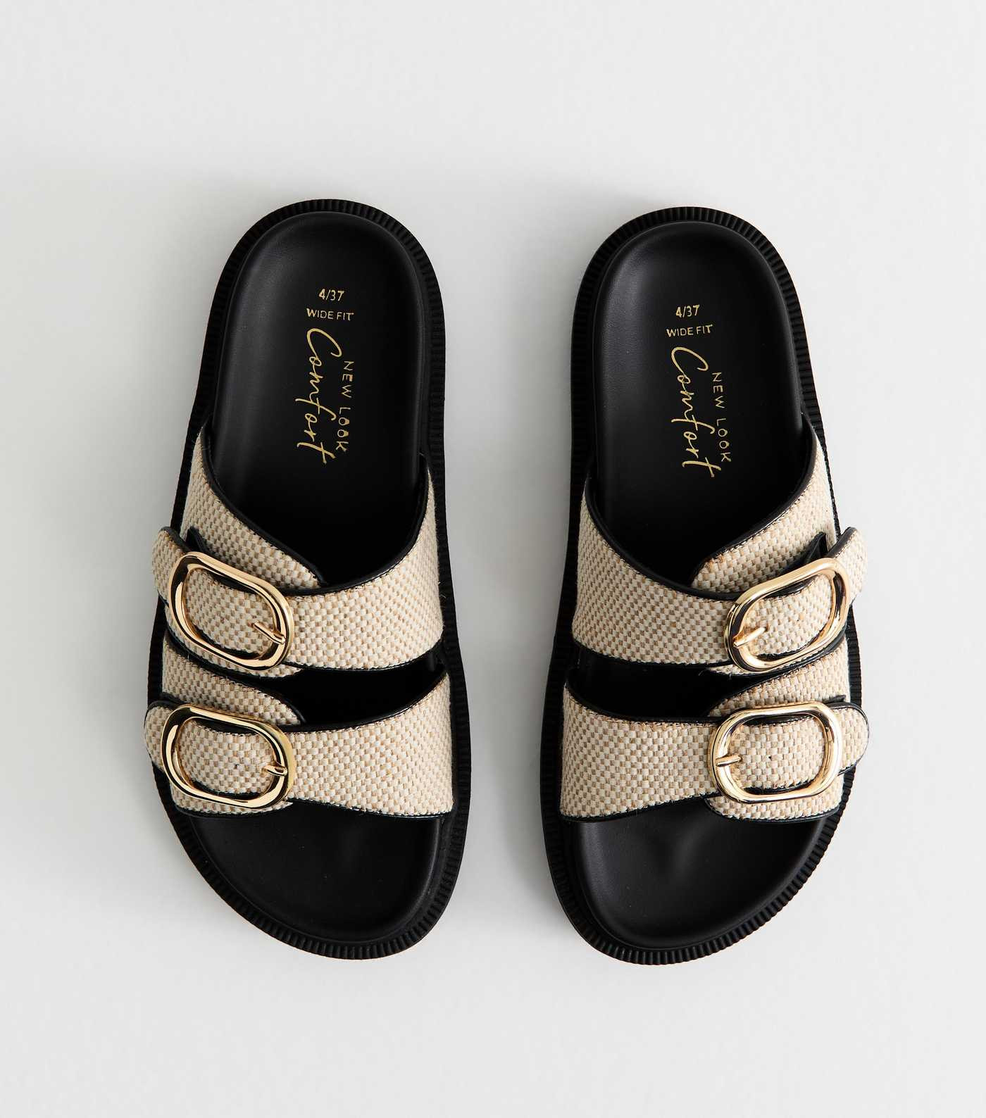 Wide Fit Off White Woven Strap Sandals | New Look | New Look (UK)