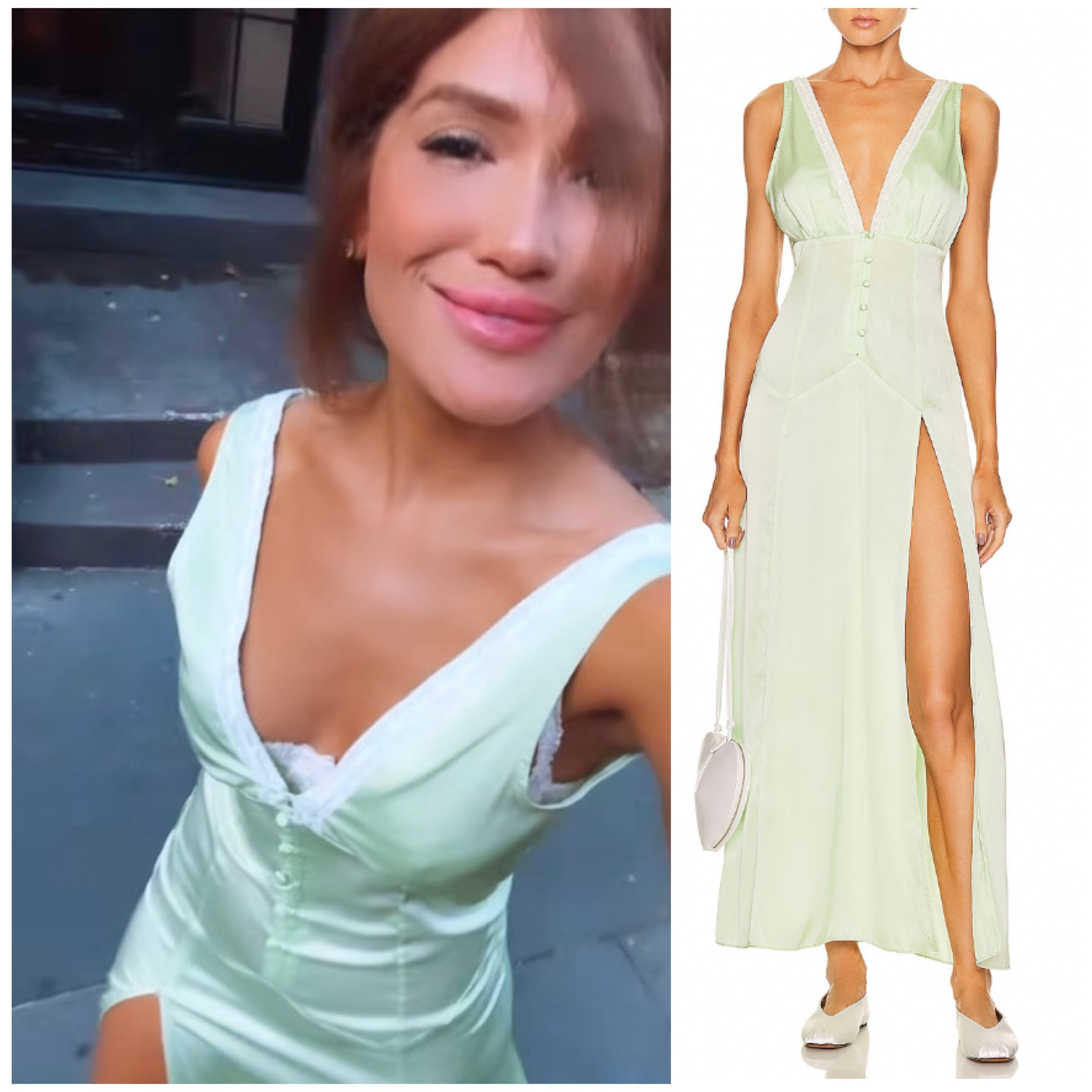 Brynn Whitfield’s Light Green Satin Dress 📸 = @brynn_whitfield