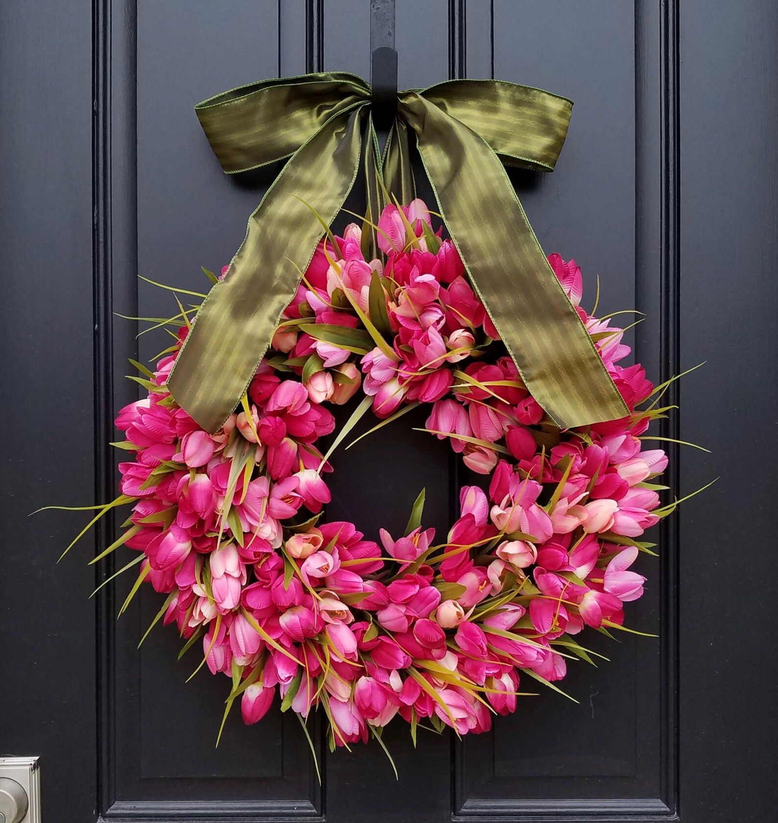 Pink Tulip Wreath for Front Door Spring Tulip Wreaths for | Etsy | Etsy (US)