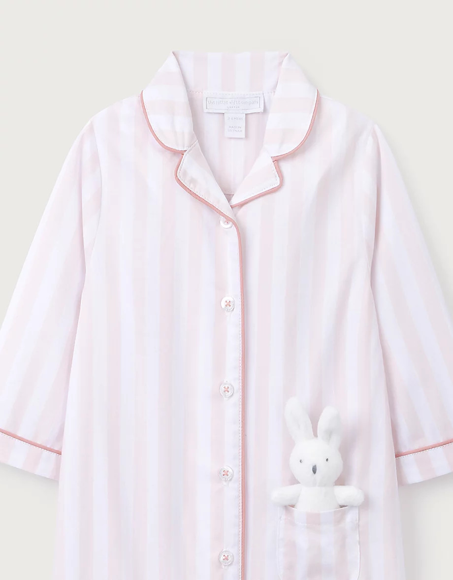 Organic Cotton Stripe Bunny Toy Classic Sleepsuit (0\u201324mths) | Baby... | The White Company UK & ROW