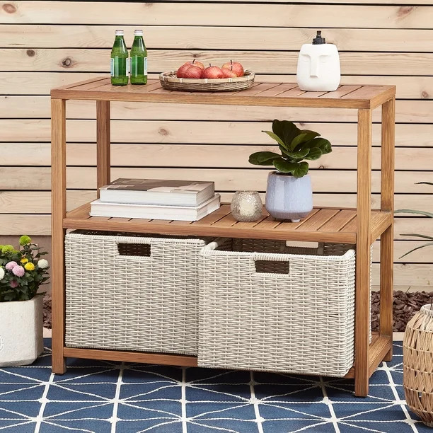 Better Homes & Gardens Davenport Outdoor Rectangular Steel Console Table, Gray | Walmart (US)