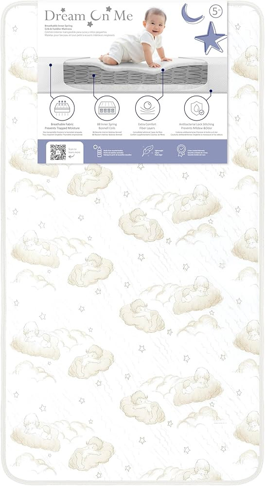 Dream On Me Twilight 5” 2-in-1 Breathable Spring Coil Crib and Toddler Bed Mattress Firm, Plush... | Amazon (US)