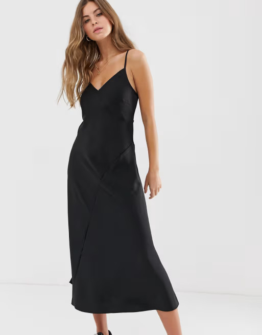 New Look slip midi dress in black | ASOS US