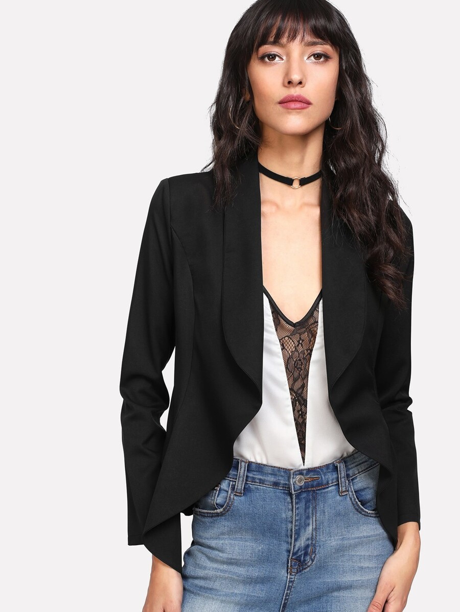 Shawl Collar Open Front Blazer | SHEIN