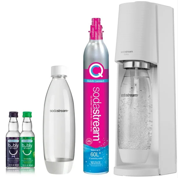 SodaStream Terra Sparkling Water Maker (White) Bundle with CO2, 2 Bottles and 2 bubly Drop - Walm... | Walmart (US)