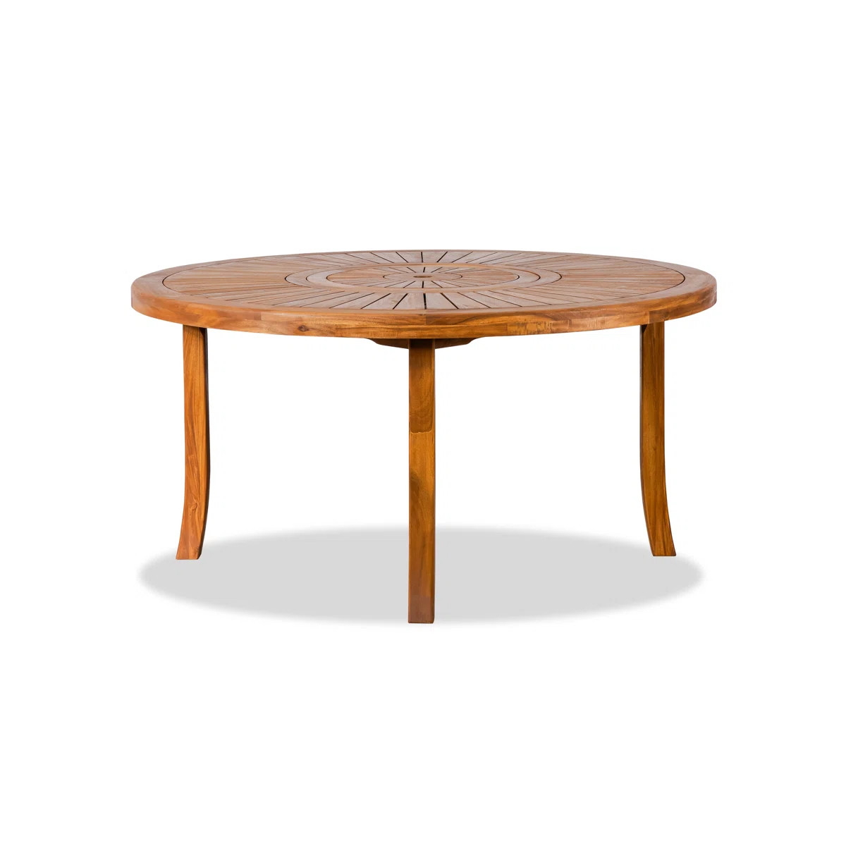 Dani Solid Wood Round Patio Table with Built-In Lazy Susan | Wayfair North America