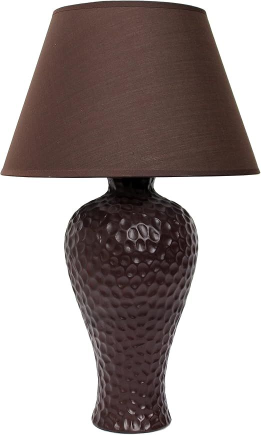 Simple Designs LT2004-BWN Texturized Curvy Ceramic Table Lamp, Brown 12.2 x 12.2 x 20.08 | Amazon (US)
