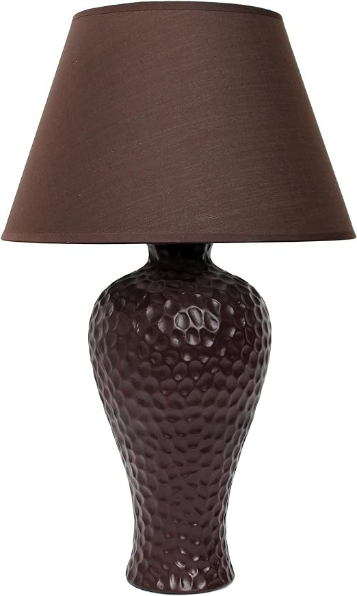 Simple Designs LT2004-BWN Texturized Curvy Ceramic Table Lamp, Brown 12.2 x 12.2 x 20.08 | Amazon (US)