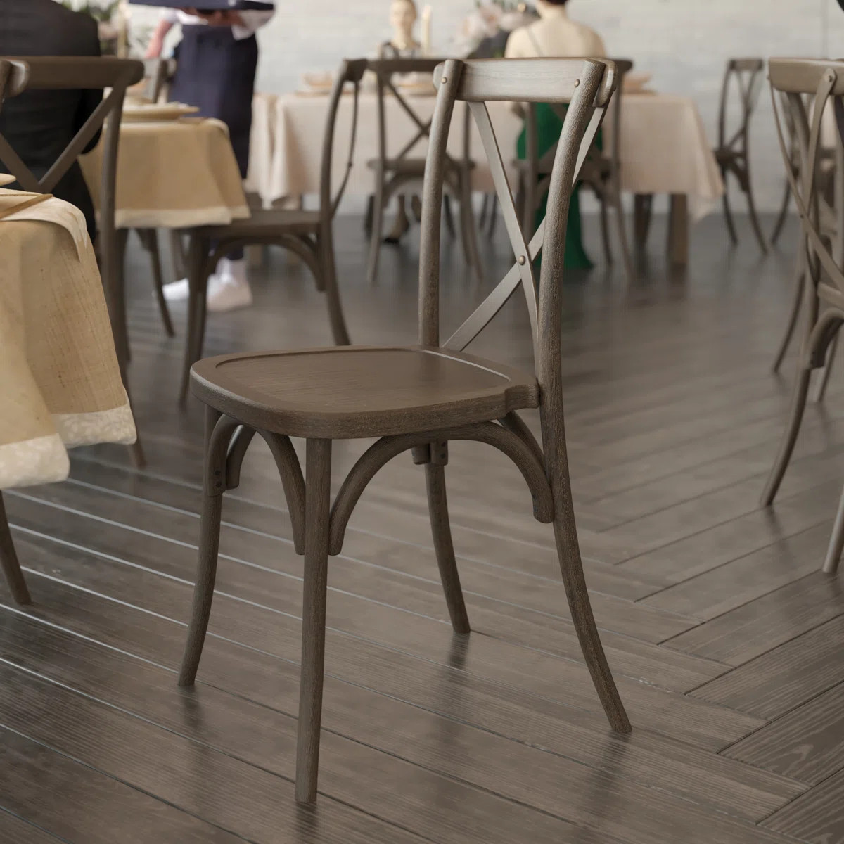 Indoor And Outdoor Commercial Grade Wood Look Resin Cross Back Chair | Wayfair North America