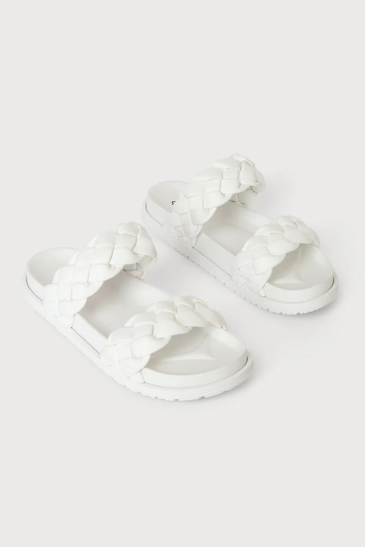 Eloise White Braided Slide Sandals | Lulus (US)