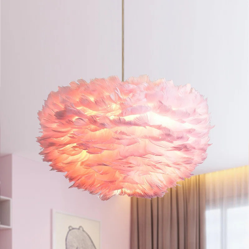3 - Light Unique / Statement Globe Chandelier with Feather Accents | Wayfair North America