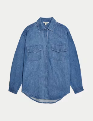 Lyocell™ Denim Collared Relaxed Shirt | Autograph | M&S | Marks & Spencer IE