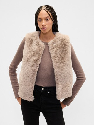 100% Recycled Faux-Fur Vest | Gap Factory