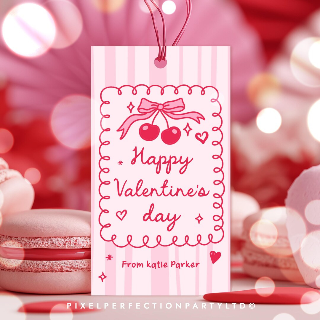 Editable Coquette Valentine's Day Gift Tags Pink and Red Bow Girly Valentine's Day Tags Classroom... | Etsy (US)