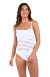 Fluid Lines Lingerie One Piece w/ Mesh Detail - White | House of Swim