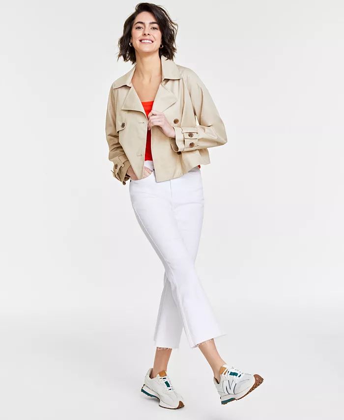 Women's Solid Short Double-Breasted Trench Coat, Created for Macy's | Macy's