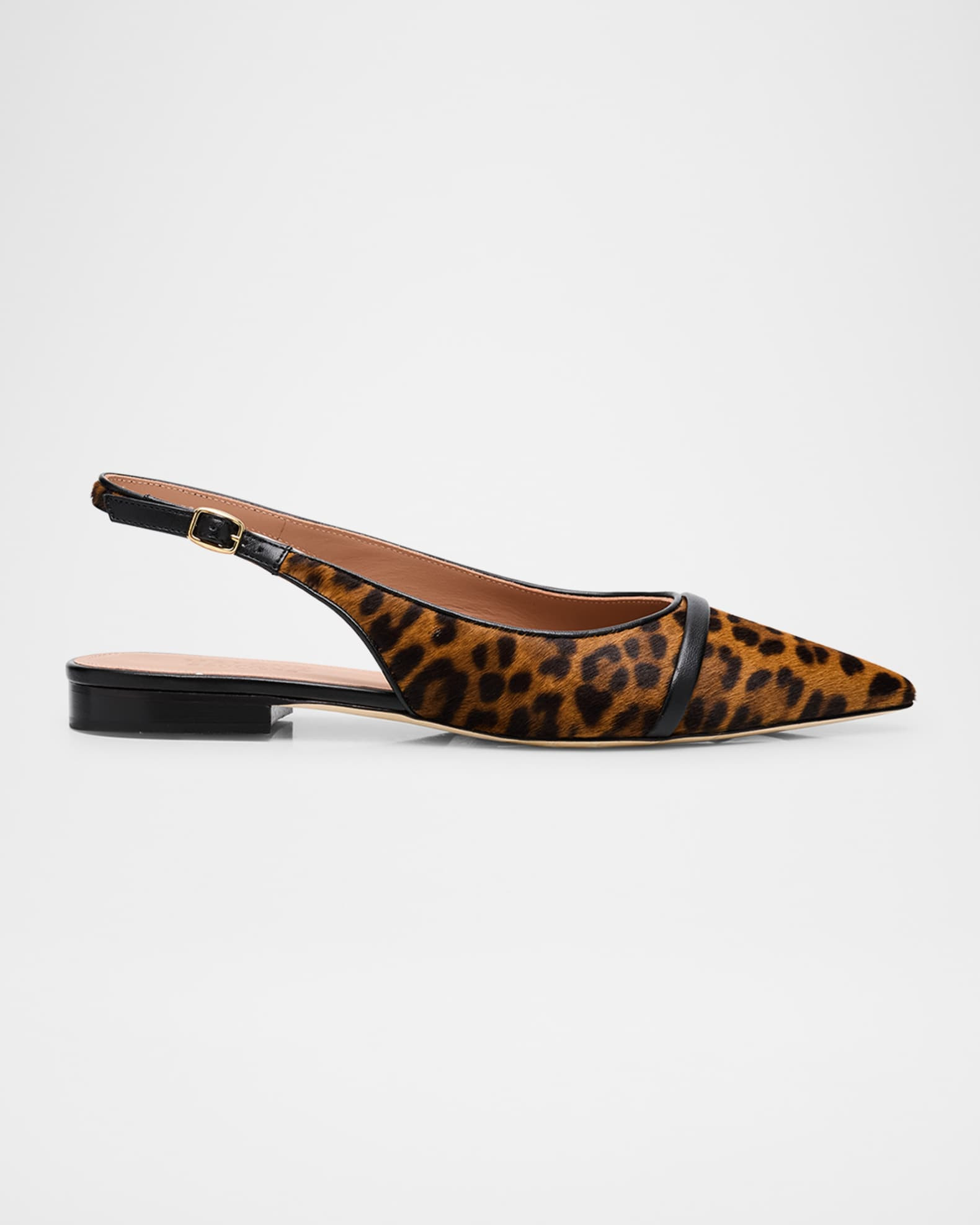 Jama Leopard-Printed Calf Hair Slingback Flats | Neiman Marcus