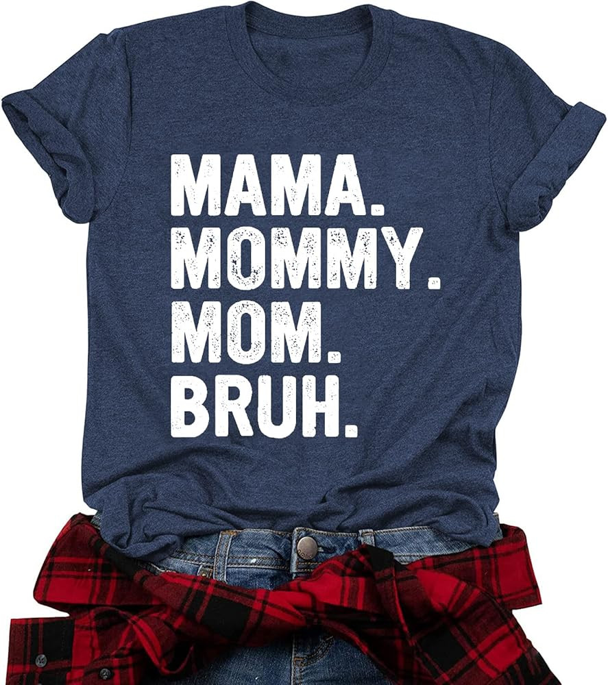 Mama Shirt for Women Mama Mommy Mom Bruh Mother's Day T Shirts Funny Short Sleeve Casual Tops Tee... | Amazon (US)