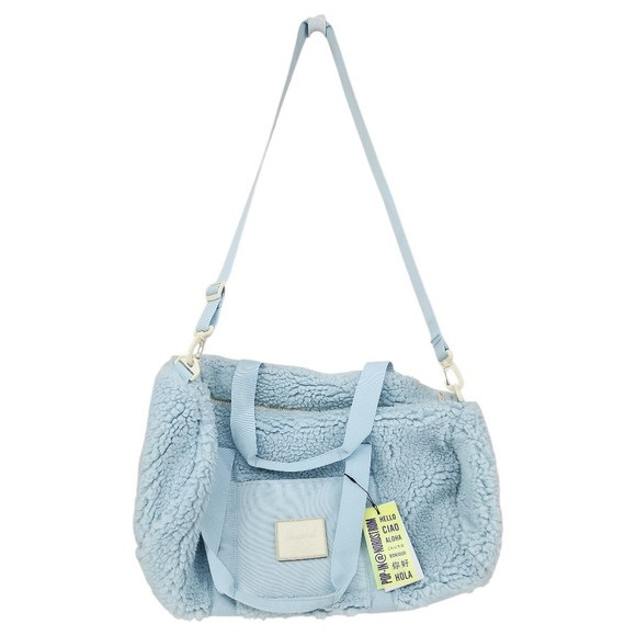 Herschel Sutton Mid Duffle OS Women Baby Blue Sherpa Travel Bag Insulated NEW | Poshmark