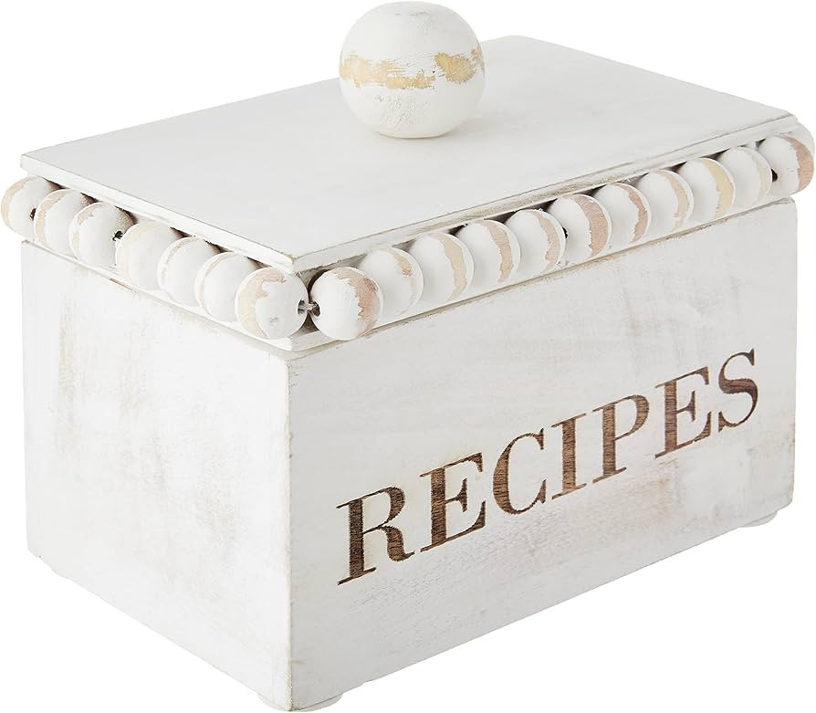 Mud Pie White Beaded Recipe, box 4 1/2" x 6 1/2" | card 3 1/2" x 5 1/2" | Amazon (US)