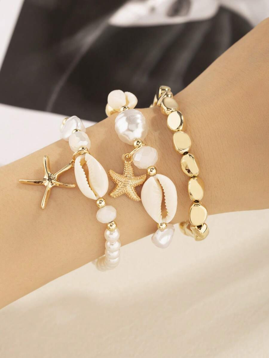 3 Piezas/set De Pulsera De Decoración De Elementos De Vacaciones En El Océano Y Playa Con Carac... | SHEIN