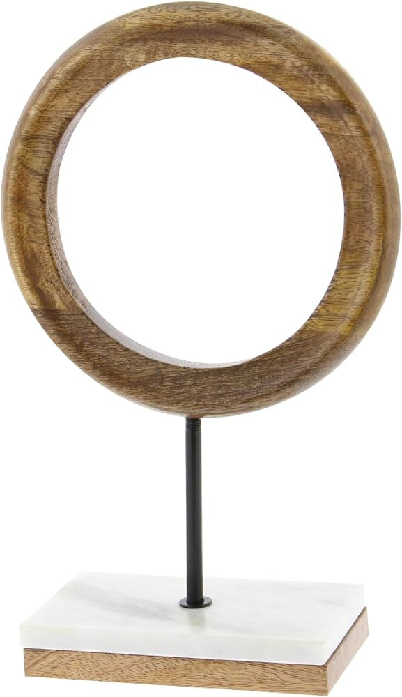 Deco 79 Mango Wood Geometric Decorative Sculpture Circle Home Decor Statue with Marble Stand, Acc... | Amazon (US)