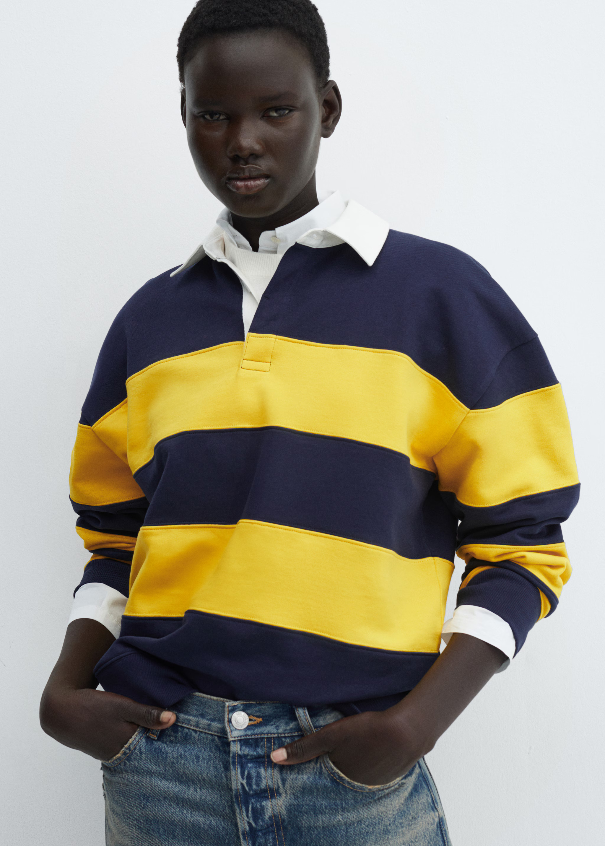 Striped cotton polo shirt - Woman | MANGO USA | MANGO (US)