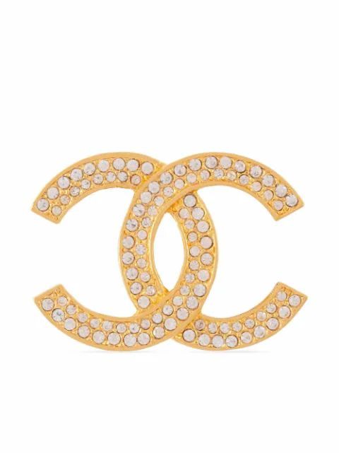 Chanel Pre-Owned 1980s CC crystal-embellished Brooch - Farfetch | Farfetch Global
