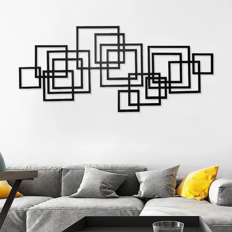 Rectangle Black Wall Decor Minimalist Metal Geometric Art | Homary.com