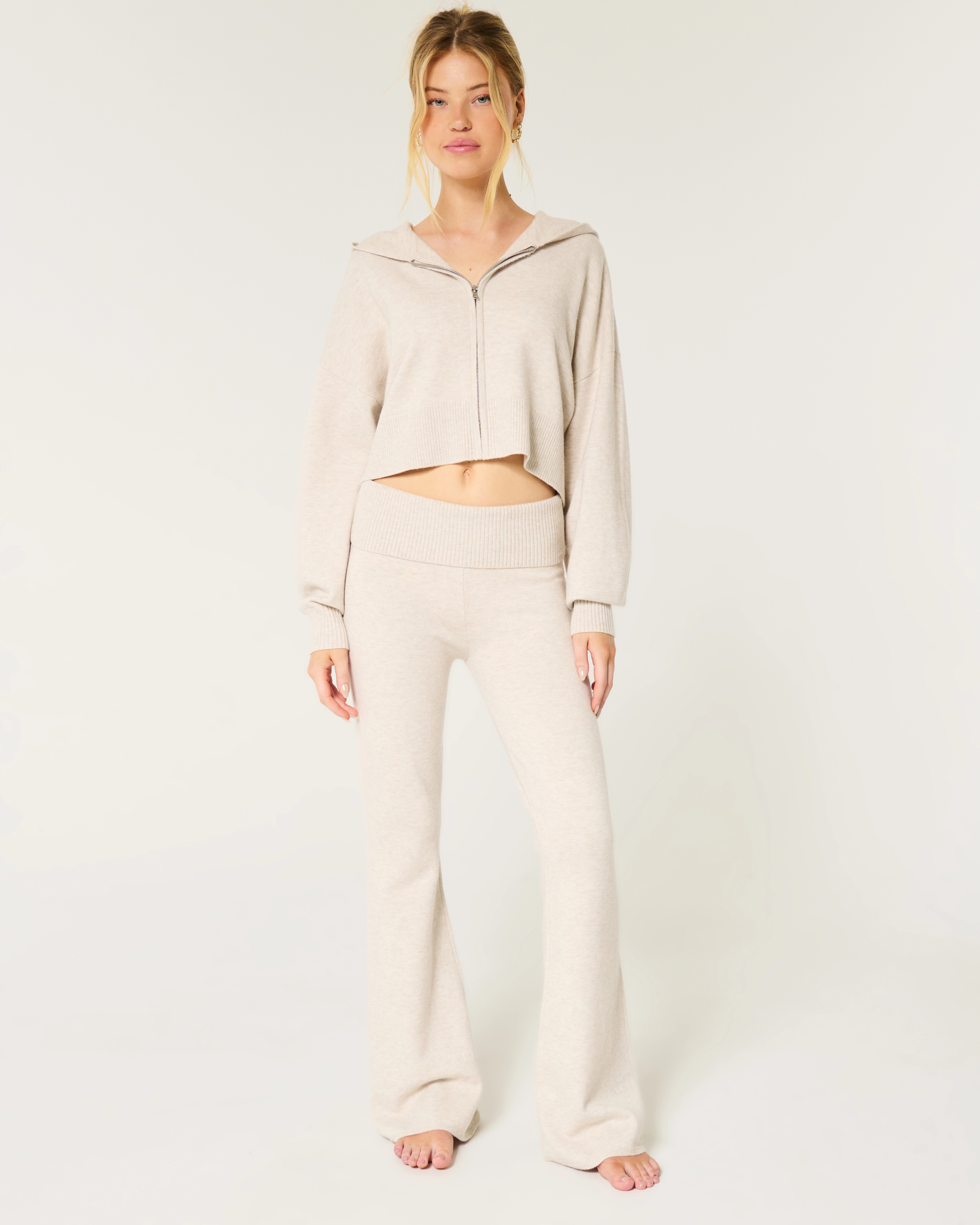 Gilly Hicks Sweater-Knit Foldover Waist Flare Pants | Hollister (US)