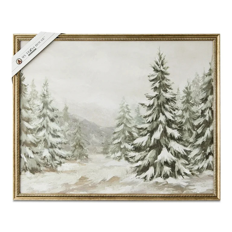 Snowy Evergreens Framed Transitional Christmas Wall Art, Green and White, 16" x 20", by My Texas ... | Walmart (US)