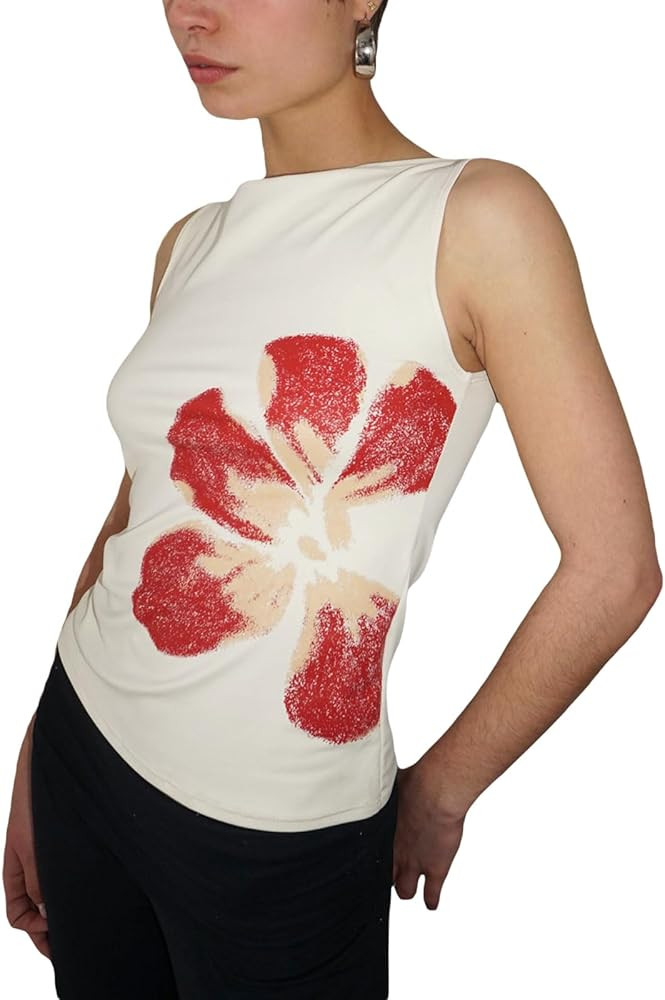 Women Y2k Floral Tank Top Sleeveless Flower Print Graphic Tee Crewneck Crop Tank Top Teen Girls S... | Amazon (US)