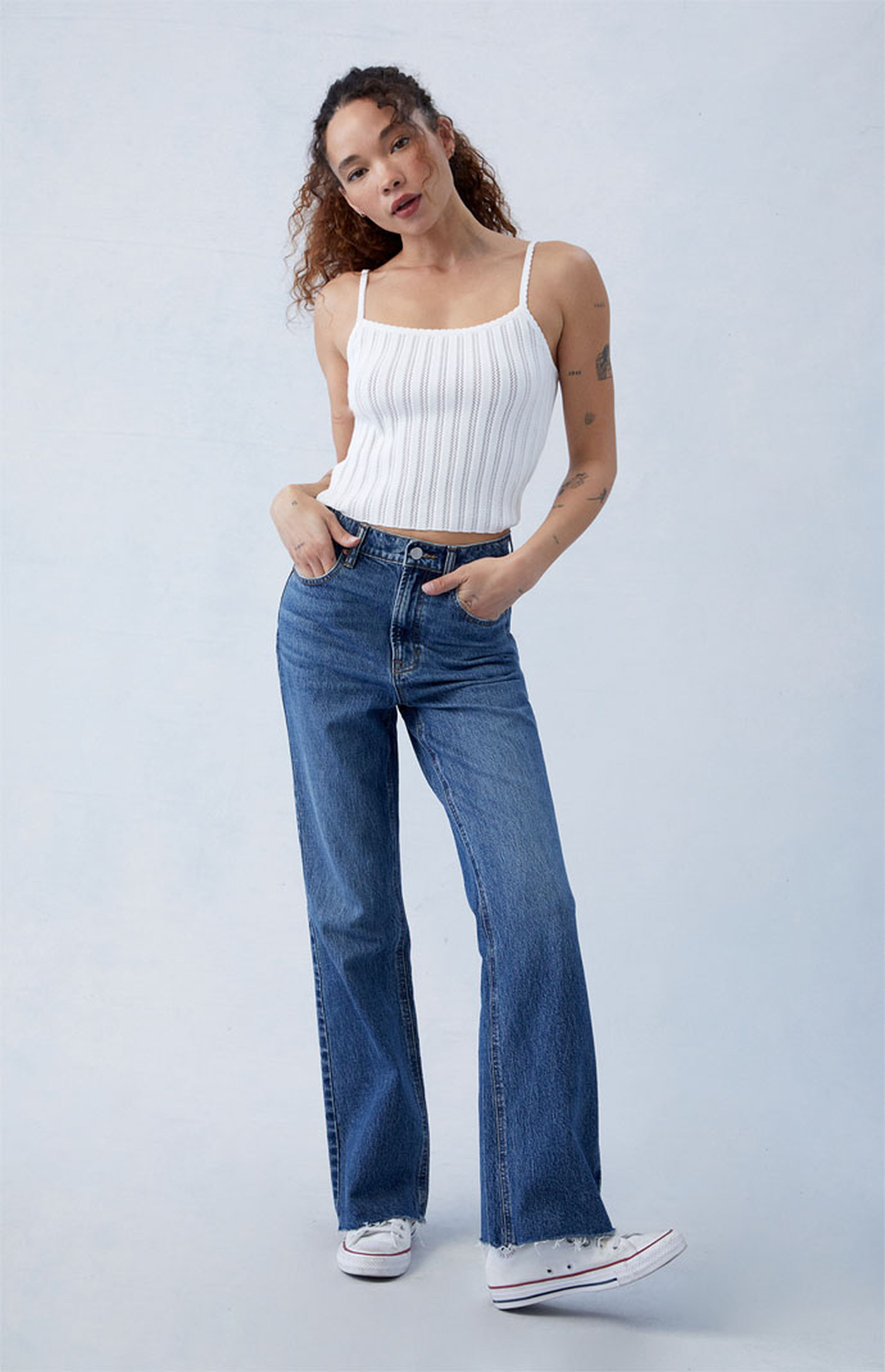 PacSun Eco Stretch Dark Indigo High Waisted Bootcut Jeans | PacSun