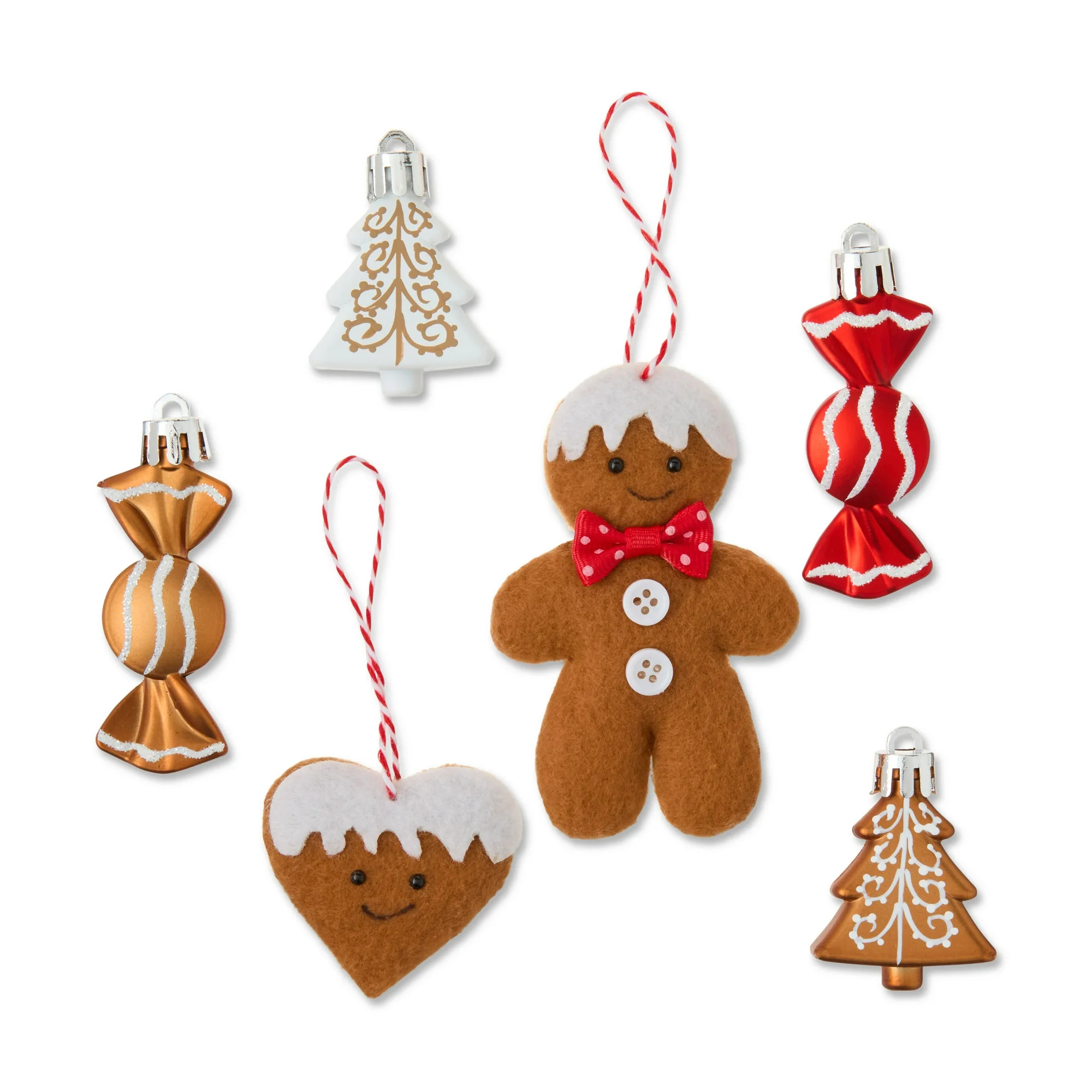 Brown and White Mini Gingerbread Christmas Ornaments, 24 Count, by Holiday Time | Walmart (US)