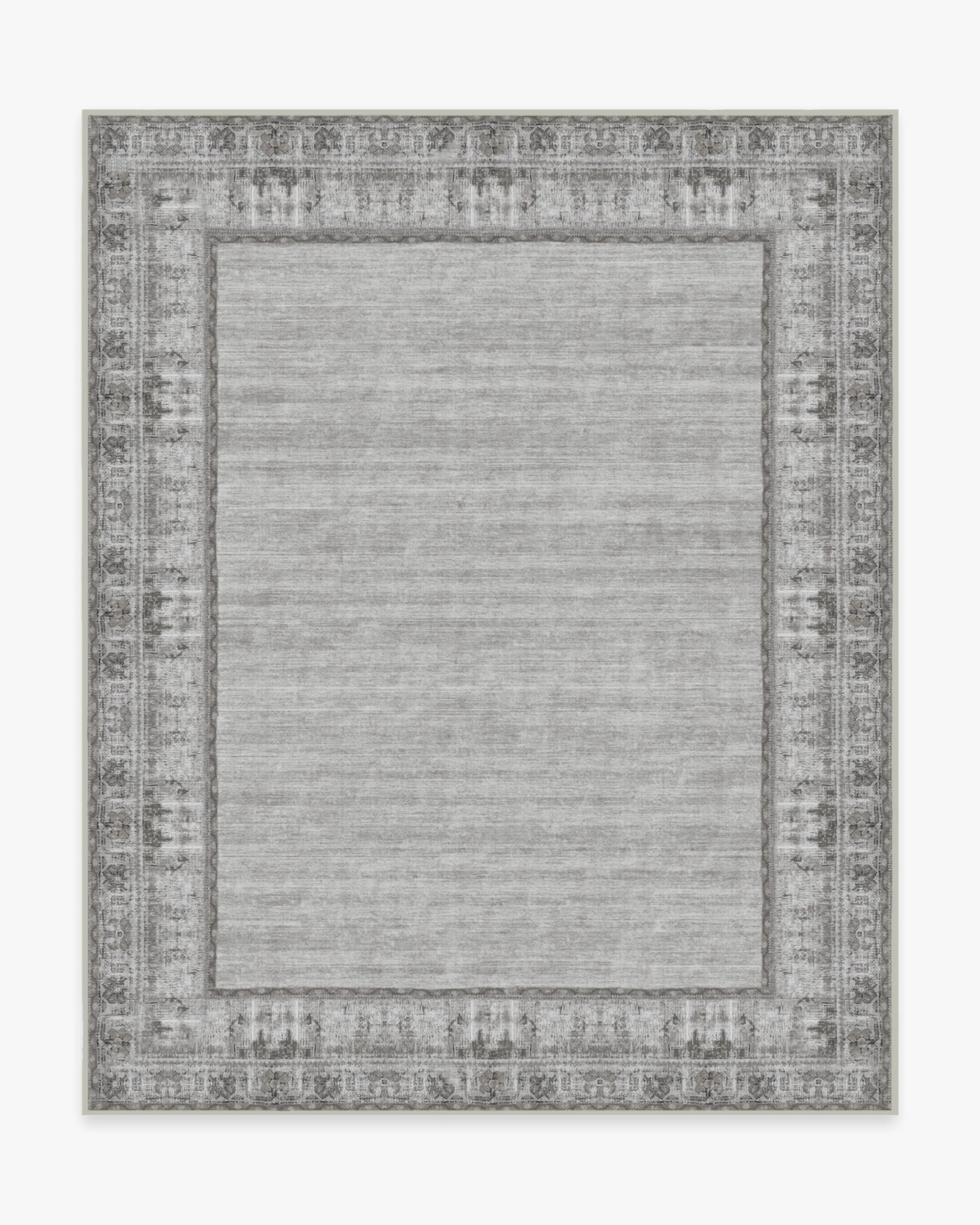 Vintage Daisy Bordered Grey Tufted Rug | Ruggable | Ruggable