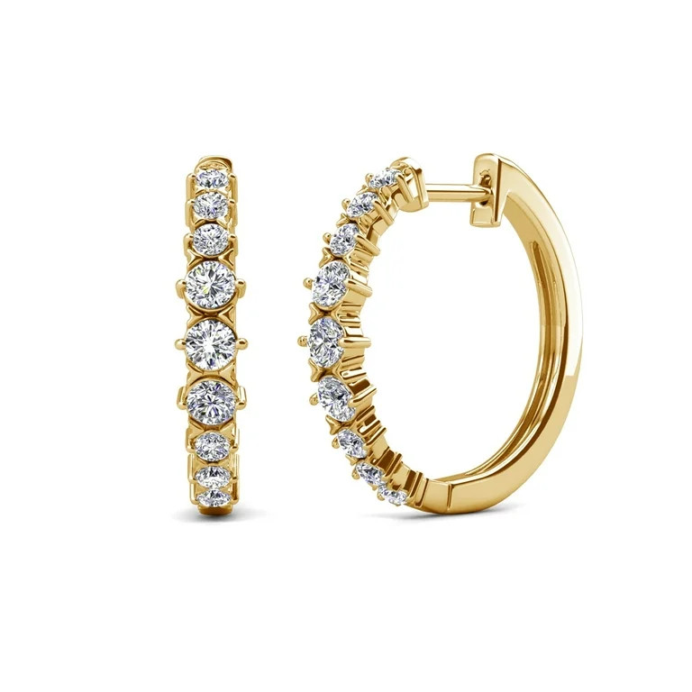 Cate & Chloe Claire 18k Yellow Gold Plated 20mm Hoop Earrings with Swarovski Crystals Gift for Wo... | Walmart (US)