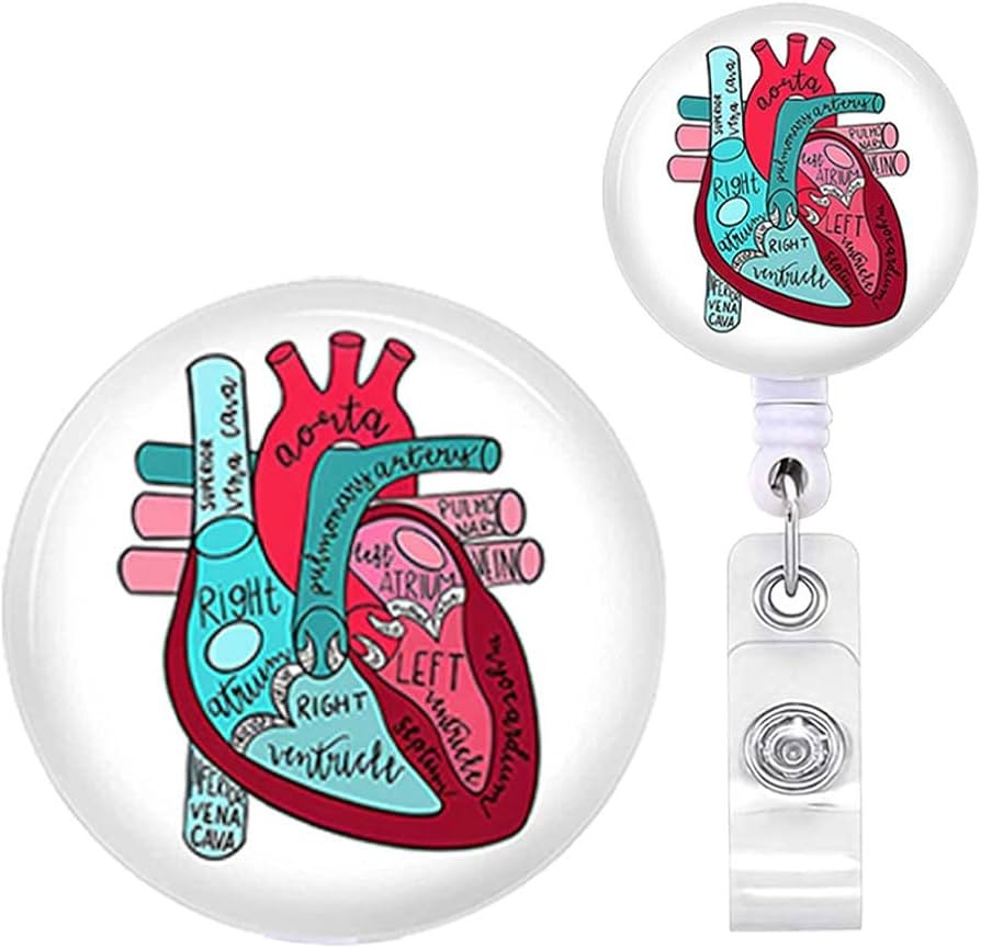 Cardiac Badge Reel, Cute Funny Cardiology Badge Reels Retractable for Nurses, Heart Anatomy Badge... | Amazon (US)