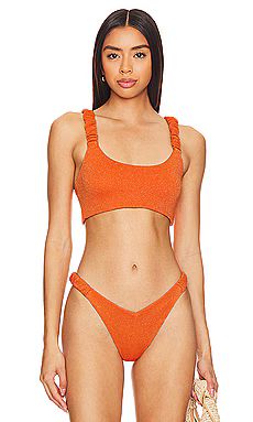 BEACH RIOT Effie Bikini Top in Sunshine Haze Scrunch from Revolve.com | Revolve Clothing (Global)