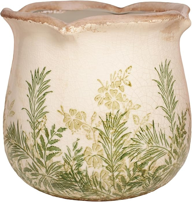 Cottagecore Ceramic Vase and Planter, 6 Inch Flower Pot with Drainage for Indoor House Plants, Co... | Amazon (US)