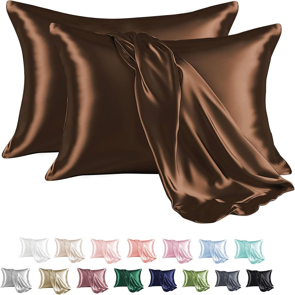 MR&HM Satin Pillowcase for Hair and Skin, Silk Satin Pillowcase 2 Pack, King Size Pillow Cases Se... | Amazon (US)