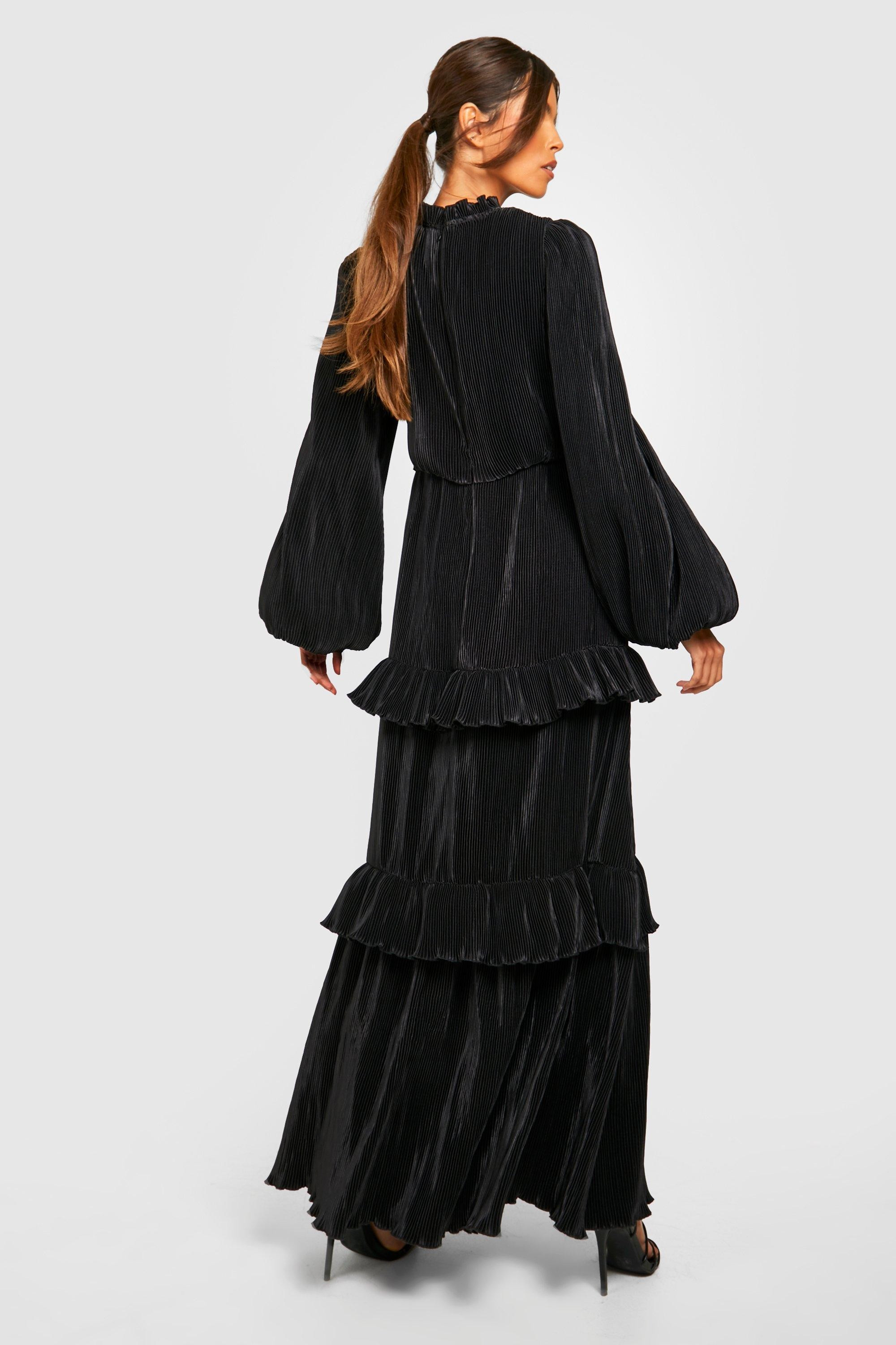Plisse High Neck Tiered Maxi Dress | Boohoo.com (US & CA)