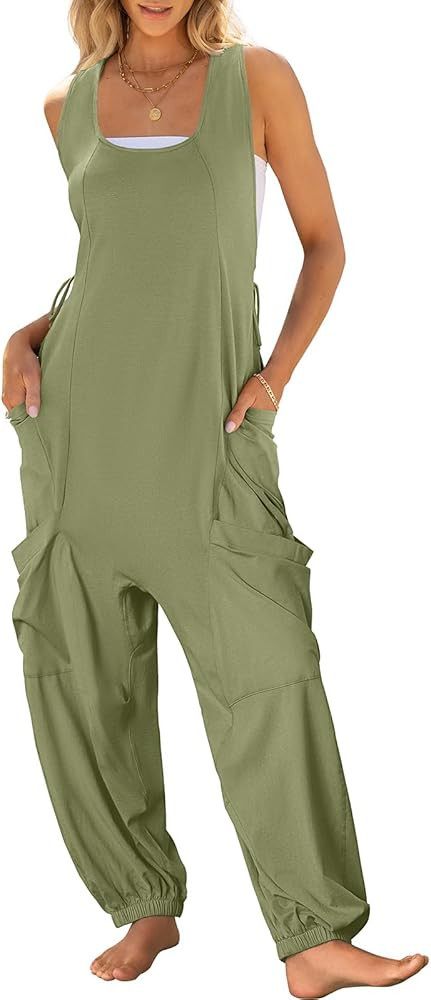 ANRABESS Women Overalls Jumpsuits Loose Casual Dressy Sleeveless Baggy Harem Pants Romper Jumpers... | Amazon (US)