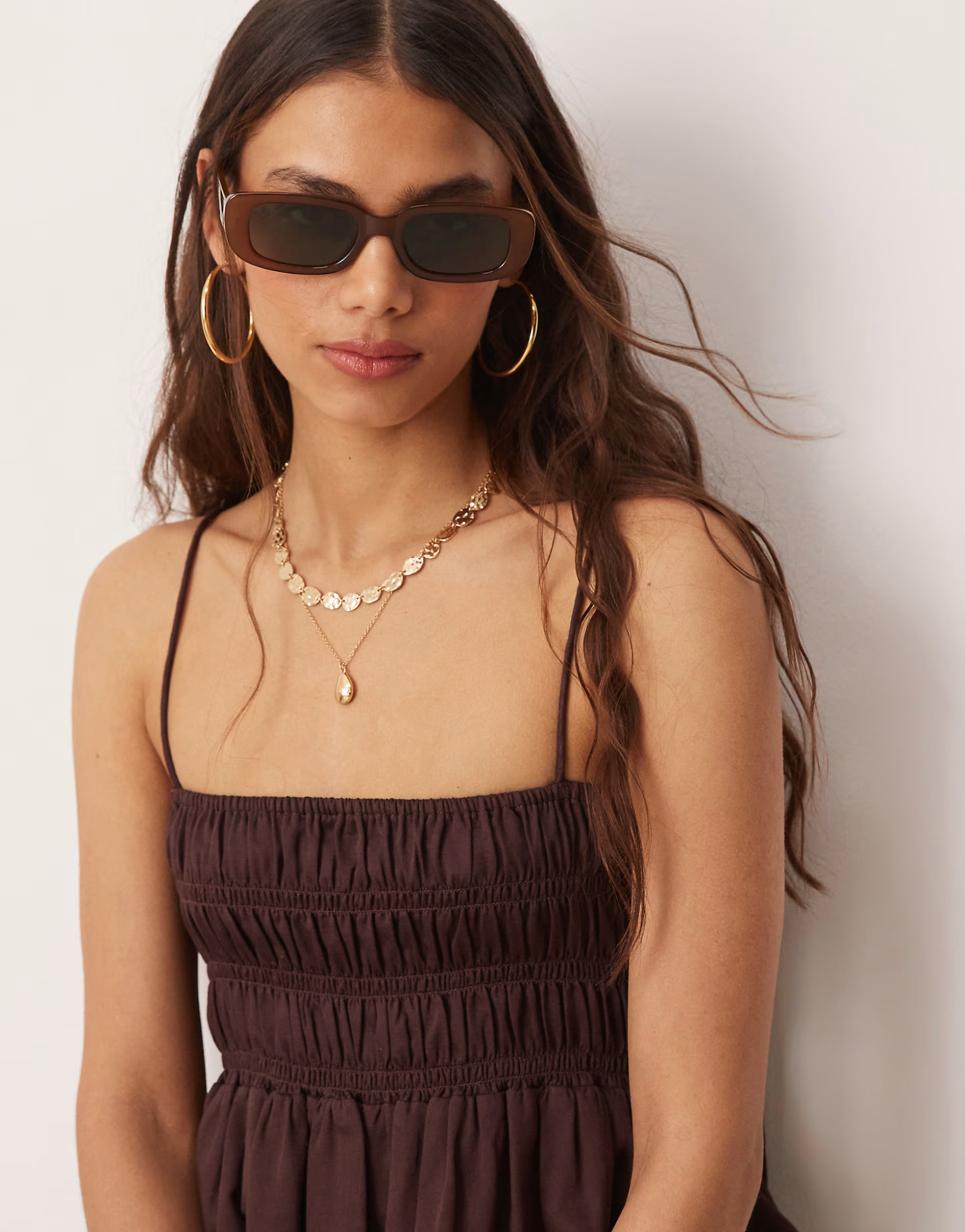 Jeepers Peepers rectangle sunglasses in brown | ASOS (Global)