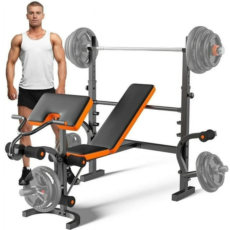 GIKPAL 6-in-1 Multi-Purpose Adjustable Weight Bench Workout Bench Set with Barbel Rack and Leg De... | Walmart (US)
