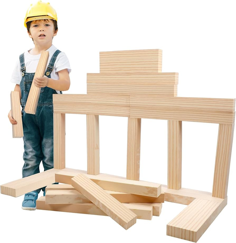 Leyndo 48 Pcs Foam Wooden Color Beams Building Blocks Set Unit Fake Wood Blocks Soft Giant Buildi... | Amazon (US)